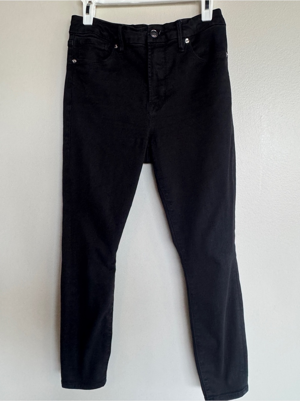 Good American High Rise Skinny Jeans Cropped Black Size 8 / 29 Stretch Denim